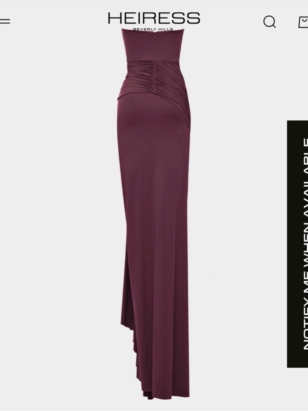 Heiress Strapless Ruched Bordeaux Evening Gown